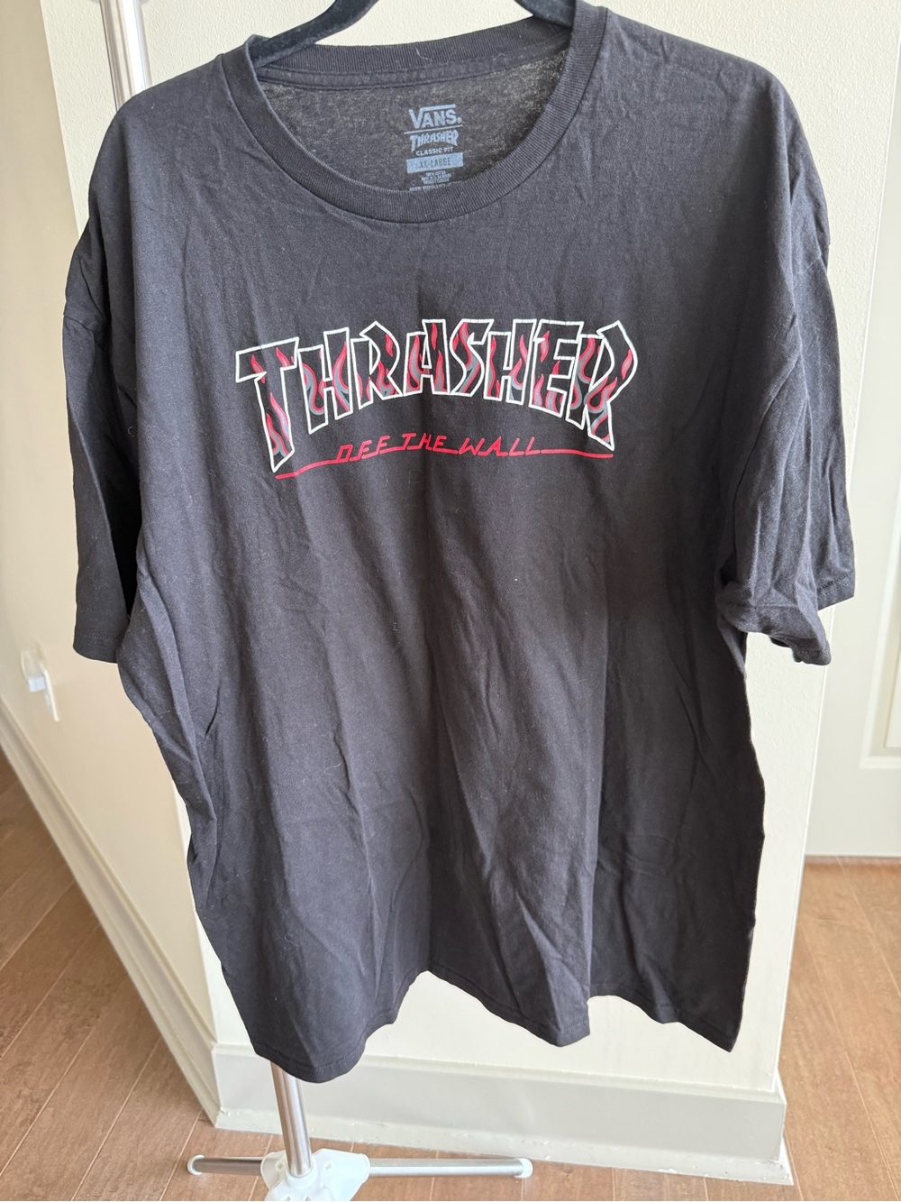 Vans Black Thrasher Logo Short Sleeve T-Shirt with Red Accents